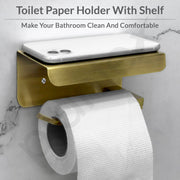 Plantex Toilet Paper Holder for Bathroom/304 Grade Stainless Steel Tissue  Paper Roll Holder with Mobile Stand/Bathroom Accessories - Pack of 1 (Brass Antique)