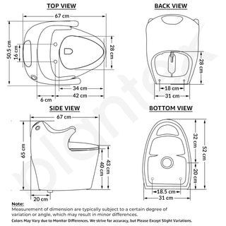 Plantex Imported Ceramic Floor Mounted Western Rim Commode for Toilet with Soft Closing Seat - S Trap Outlet (White)