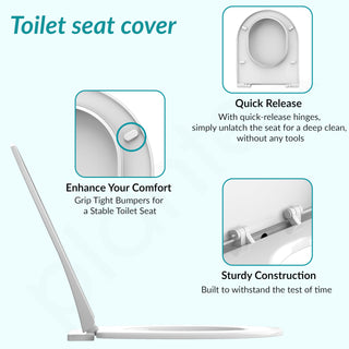 Plantex Polypropylene Western Toilet Seat/Toilet Seat For Bathroom/Commode Seat Cover/Western Toilet/Seat Cover for EWC - Oval Shape (Glossy White)