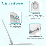Plantex Polypropylene Western Toilet Seat/Toilet Seat For Bathroom/Commode Seat Cover/Western Toilet/Seat Cover for EWC - Oval Shape (Glossy White)