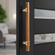 Plantex 12 Inch Main Door Handle/Stainless Steel & Wooden Door Handle/Pull-Push Handle for Door/Office & Hotel - Pack of 1 (DTMD-428, Gold & Wood)
