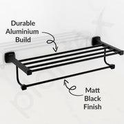 Plantex Space Aluminum Towel Rack for Bathroom/Towel Stand/Hanger/Bathroom Accessories(24 Inch-Black)