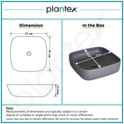 Plantex Premium Tabletop Ceramic Square Wash Basin/Countertop Bathroom Sink (Smoke, 16 x 16 x 5 Inch)