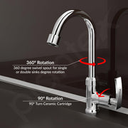 Plantex Pure Brass Sink Tap for Wash Basin with 360Ãƒâ€šÃ‚Â° Swivel Spout/Kitchen Sink Tap with Water Saving Aerator/Water Tap- 7 Year Warranty by Plantex (COL-1012-Chrome)