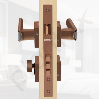 Plantex Brass Premium Door Lock With 3 Years Of Warranty/Main Door Lock For Home/Mortise Lock For Door - Main Door Lock Set (7112 - PVD Choco & Satin Black)
