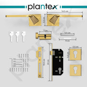 Plantex Premium Door Lock with 3 Years of Warranty/Main Door Lock for Home/Mortise Lock Set for Door (7120 - PVD Gold)