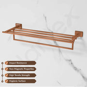 Plantex 304 Grade Stainless Steel 24 inch Towel Rack for Bathroom/Towel Stand/Hanger/Towel Bar/Bathroom Accessories - Benz (Rose Gold)