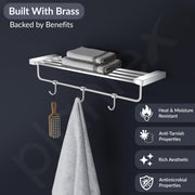 Plantex Smero Pure Brass 24 inch Towel Rack for Bathroom/Towel Stand/Hanger/Towel Holder/Towel Bar/Bathroom Accessories - Arrete (Chrome)
