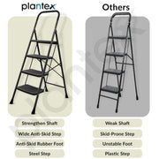Plantex Premium Foldable Ladder for Home Use Ã¢â‚¬â€œ Durable Alloy Steel ladder/4-Step Ladder for Safe and Easy Access (Black & Grey)