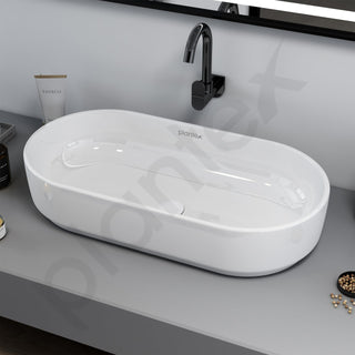Plantex Platinum Ceramic Wash Basin/Basin for Bathroom/Tabletop Wash Basin/Bathroom Basin (White, 28 x 14.5 x 6 Inch)