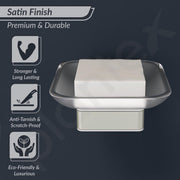 Plantex Stainless Steel Glass Soap Dish for Bathroom/Soap Holder/Soap Case/Soap Stand for Kitchen/Bathroom Accessories - Aqua (Satin)