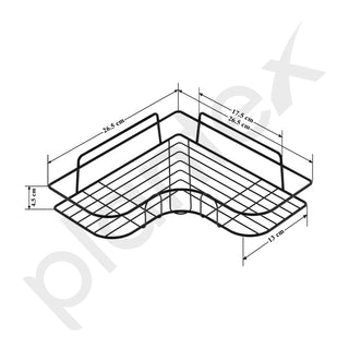 Plantex Self Adhesive Corner Shelf for Bathroom Wall/Bathroom Organiser Without Drill/Corner Shelf for Kitchen - (GI Steel, Black) - Pack of 1