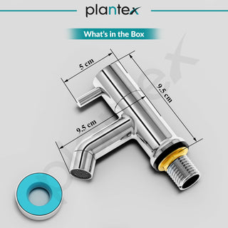 Plantex Pure Brass Pillar Cock Water Tap with Teflon Tape/Basin Tap with Water Saving Nozzle for Kitchen Tap-7 Year Warranty (ICO-903 Chrome)