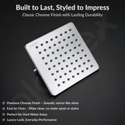 Plantex Stainless Steel 6 Inch Rain Flow Overhead Shower with Water Saving Nozzle/Bathroom Shower/Adjustable Shower Head for Bathroom without Arm - (APS-617-Chrome)