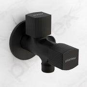 Plantex Angle Valve 2 in 1 with Brass Spindle/Two Way Angle Cock Tap with Wall Flange & Teflon Tape/Angle Valve for Bathroom- Pack of 1 (Black)
