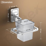 Plantex 304 Grade Stainless Steel Tooth Brush Holder/ABS Tumbler Stand/Bathroom Accessories - Darcy (Chrome)
