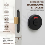 Plantex Bathroom Indicator with Lock/Stainless Steel Red and Green Indicator Keyless Door Lock/Round Toilet Partition Door Lock - Pack of 1 (Black)