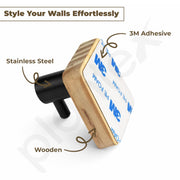 Plantex Wall Hanging Hook/Wooden Square Self Adhesive Robe Hooks for Kitchen/Bathroom/Bath Towel Hook/Stylish Home Decor Items - Pack of 6