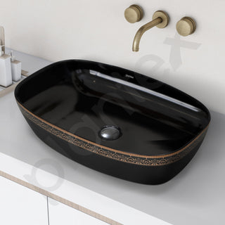 Plantex Ceramic Table Top Washbasin For Bathroom/Hand Wash Sink/Rectangle Countertop Vessel Sink Basin For Home/Office/Hotel (Black - 23.5 X 15 X 5 Inch)