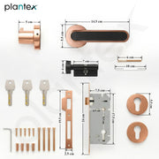 Plantex Door Lock Set with Keys/Mortise Door Lock for Home/Office/Hotel - Pack of 1 (OHMH-21, PVD Rose Gold & Black)