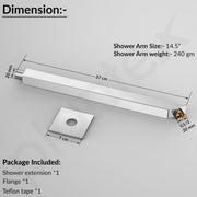 Plantex 14-Inch Shower Arm for Overhead Shower/Stainless Steel Shower Pipe/Wall Mount Bathroom Fitting with ½-Inch Thread - Pack of 1 (Chrome)