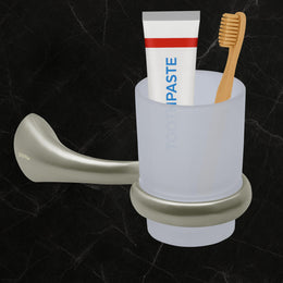 Plantex Smero Pure Brass Tooth Brush Holder/Tumbler Holder/Toothpaste Holder/Bathroom Accessories - Effect (Satin Matt)