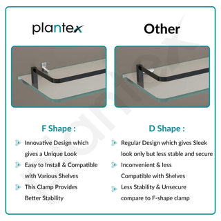 Plantex Bathroom Accessories - Wall Mounted Bathroom Shelf/Glass Shelves for Kitchen/Living Room with Black Brass Railings (Frosted - 12x6 Inches - Pack of 3)
