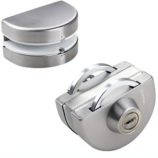 Plantex Stainless Steel Glass Door Lock - No Drilling/Lock for Main Door/Door Thickness 10 mm to 12 mm/3 Ultra Keys Out Side & Knob/Cabin Balcony Door for Office & Home - Pack of 1 (Matt)