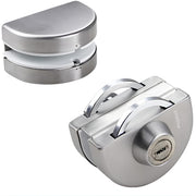 Plantex Stainless Steel Glass Door Lock - No Drilling/Lock for Main Door/Door Thickness 10 mm to 12 mm/3 Ultra Keys Out Side & Knob/Cabin Balcony Door for Office & Home - Pack of 1 (Matt)