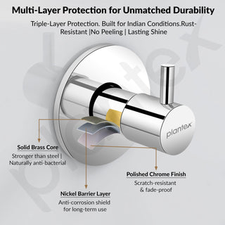 Plantex ICO-906 Pure Brass Angular Concealed Stop Cocke/Angle Valve for Bathroom With Teflon Tape and Adjustable Brass Wall Flange – 15 mm (Mirror-Chrome Finish)