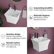 Plantex Ceramic Washbasin with 10 Years Glaze Warranty by Plantex/Half Pedestal Wash Basin for Bathroom/Wall Hung Basin for Home/Office/Hotels (Proton - White, 16 x15 x11 Inch)