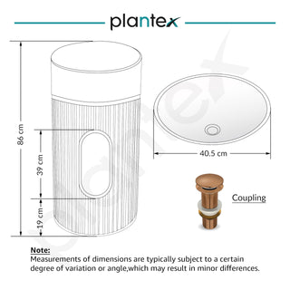 Plantex Pedestal Wash Basin/Acrylic Resin & Quartz Free Standing Wash Basin/Round Basin for Bathroom/Home/Office/Restaurant- (10034, White & Coffee)