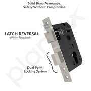Plantex Heavy-Duty Door  Handle Lock Set/ 6-Lever Lock Mechanism with 3 Years of Warranty/Mortise Door Lock with 3 Keys - (8129-Satin White)
