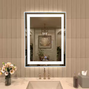 Plantex Metal LED Wall Mirror with Triple-Tone/Touch Mirror for Bedroom/Dressing Room/Living Room - Rectangle Shape (18 X 24 Inch)
