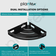 Plantex Corner Shelf for Bathroom Wall/Self Adhesive Bathroom Corner Shelf/Bathroom Organizer Without Drill - Pack of 3 (Black)