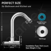 Plantex Pure Brass Sink Tap for Kitchen Basin/Swan Neck Sink Tap for Wash Basin/360 Swivel spout with Water Saving Nozzle Nal Taps - Pack of 1 (Chrome)