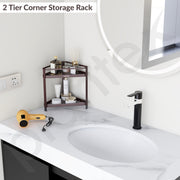 Plantex Bathroom Organiser Stand/Carbon Steel Bathroom Corner Shelf/2 Tier Corner Freestanding Shelf/Multipurpose Rack for Home - Pack of 1 (Brown)