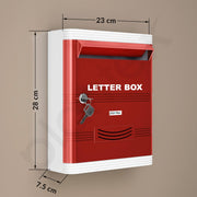 Plantex Durable Plastic Letter Box/Suggestion Box for Office/Letter Box for Home gate with Key Lock/Complaint Box/Mail Box - (Red & White), Wall Mounted