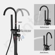 Plantex Pure Brass Bath Tub Faucet/Free Standing Faucet/Single Lever Basin Faucet with Handle Held Shower/Bath Tub Filler Faucet - (Black)