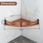 Plantex Bathroom Corner Rack for Wall/Stainless Steel Shelf for Bathroom Corner with Railings/Bathroom Accessories Holder (9x9 inches, PVD Rose Gold & Black)