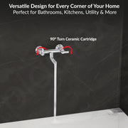 Plantex Pure Brass Bal-516 Non Telephonic Wall Mixer with Water Saving Aerator/Mixer Tap for Bathroom with Brass Wall Flange and Teflon Tape-7 Year Warranty(Mirror Chrome)