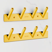 Plantex Wall Hooks for Hanging Cloth/Stainless Steel Towel Hangers/Bathroom Robe Hooks/Door Hangers/Square Wall Hook/Hook Rail for Hanging Keys - 4 Hooks (Pack of 2, PVD Gold)