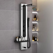 Plantex  Shower Panel for Bathroom/304 Grade Stainless Steel Modern Shower System with Head Shower/Hand Shower & Massage Spray Jet for Bathroom - Pack of 1 (Chrome and Black, KM-8097)