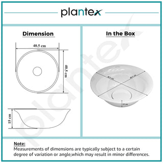 Plantex Ceramic WashBasin/Tabletop Wash Basin/Basin for Bathroom/Kitchen/Home/Office - (White - 16 x 16 x 6 Inch)