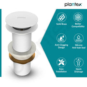 Plantex Pure Brass Waste Coupling 5 Inch/ Waste Coupling for Wash Basin/Coupling for Drain Out let System Full Thread (Glossy White - Pack of 1)