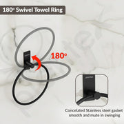 Plantex Self-Adhesive Towel Holder in Bathroom/Stainless Steel Towel Ring for Wash Basin/Round Towel Hanger for Wall- Pack of 1 (APS - 5000, Black)
