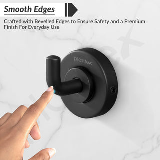 Plantex 304 Grade Stainless Steel Robe Hook/Cloth-Towel Hanger/Napkin Hanger/Bathroom Accessories - Daizy (Black)