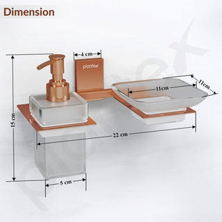 Plantex 304 Grade Stainless Steel Glass Soap Dish with Liquid Dispenser for Bathroom/Soap Stand/Glass Shampoo Dispenser/Bathroom Accessories - Pack of 1 (Crystal, PVD Rose Gold)