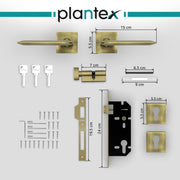 Plantex Premium Door Lock with 3 Years of Warranty/Main Door Lock for Home/Mortise Lock for Door - Main Door Lock Set(7105 - Brass Antique)
