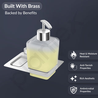 Plantex Smero Pure Brass Made Hand Wash Holder for Wash Basin/Liquid Soap Dispenser/Shampoo Dispenser - Arrete (Chrome)